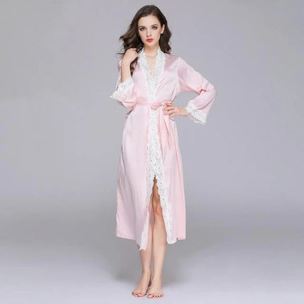 Peignoir Satin Rose Femme