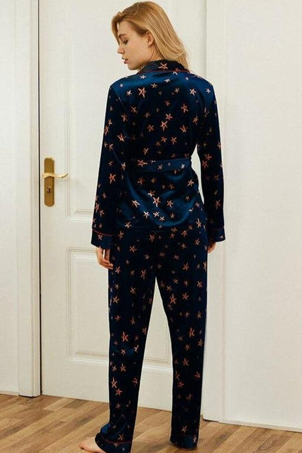 Naisten Sininen Sametti Pyjama