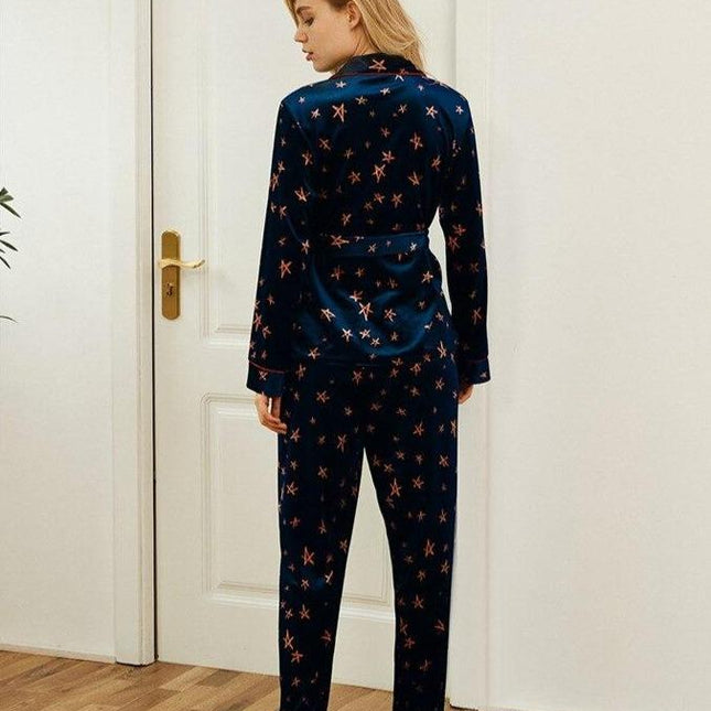 Naisten Sininen Sametti Pyjama