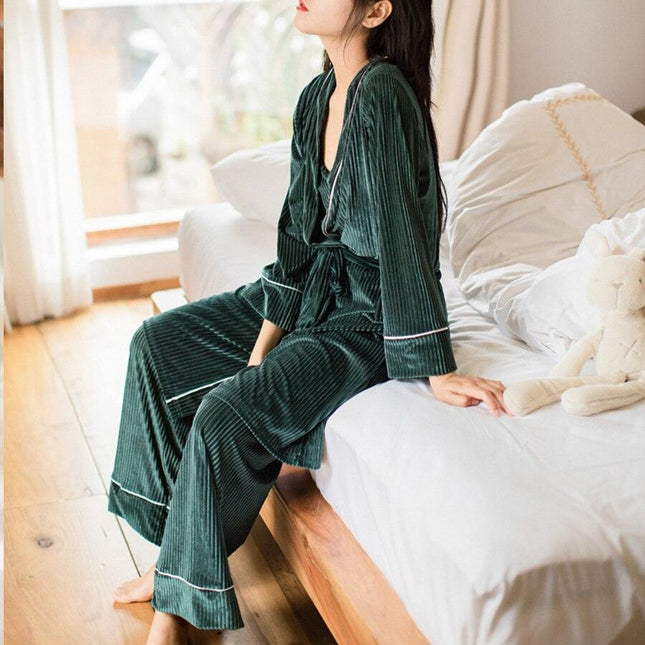 Naisten Vihreä Sametti Pyjama
