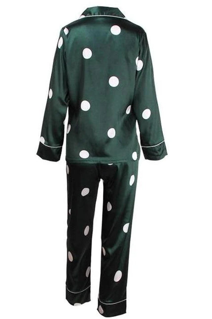 Vihreä Pilkullinen Satiini Pyjama