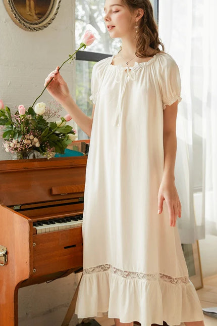 Robe de Chambre Longue Femme Blanche Manches Courtes
