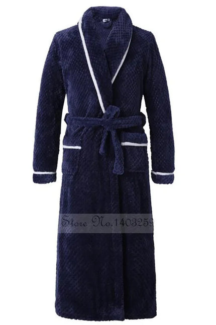 Robe De Chambre Homme Polaire Bleu Épaisse