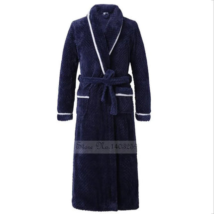 Robe De Chambre Homme Polaire Bleu Épaisse