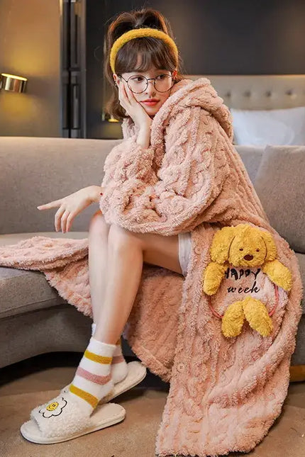 Robe de Chambre Femme Rose Peluche