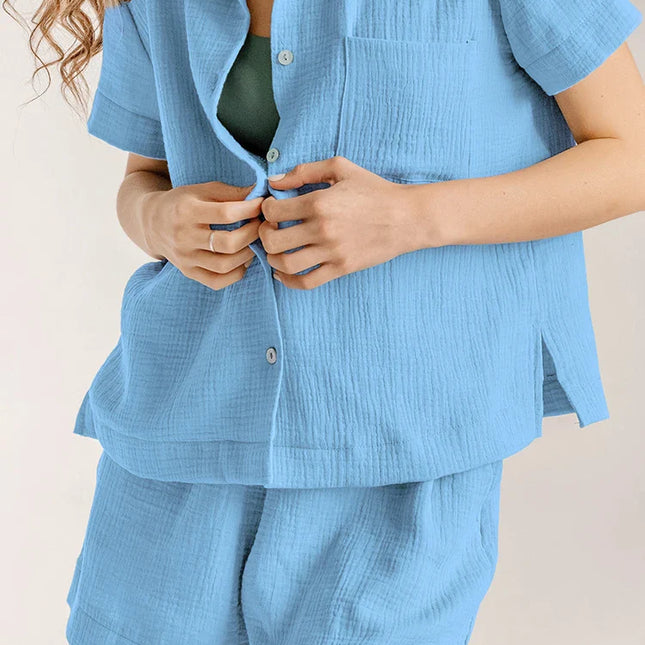 Naisten Lyhyt Pyjama Vaaleansininen