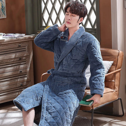 Peignoir Homme Luxe Bleu Clair Velours