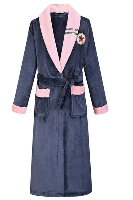 Robe De Chambre Polaire Femme Bleue et Rose