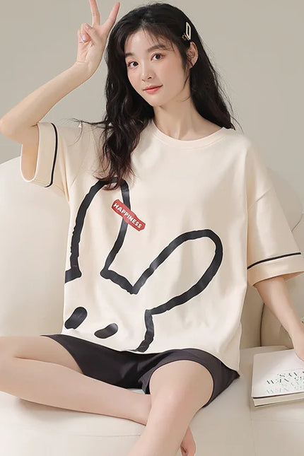 Pyjashort Femme Lapin Noir