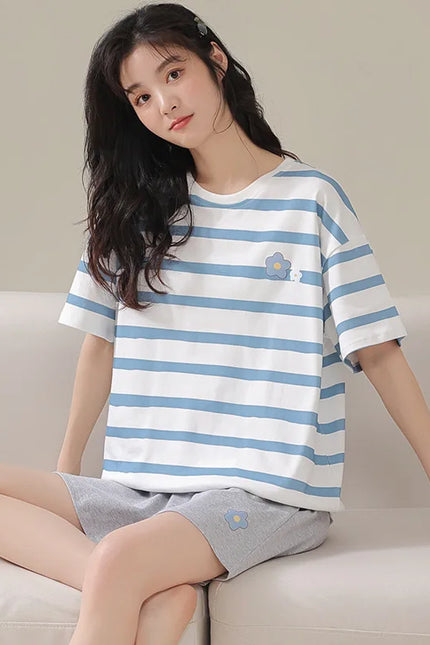 Pyjashort Femme à Rayures