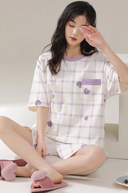 Pyjashort Femme à Carreaux