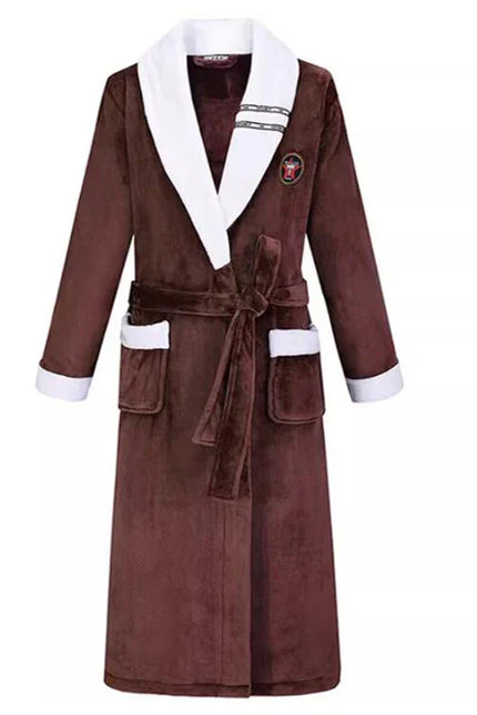 Robe De Chambre Homme Polaire Marron et Blanche