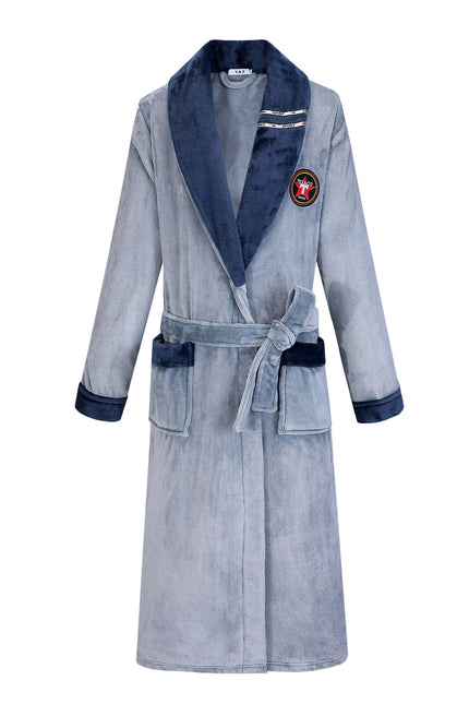 Robe De Chambre Homme Polaire Bleue Grise