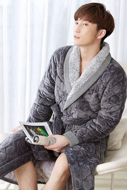 Peignoir Homme Luxe Gris Clair