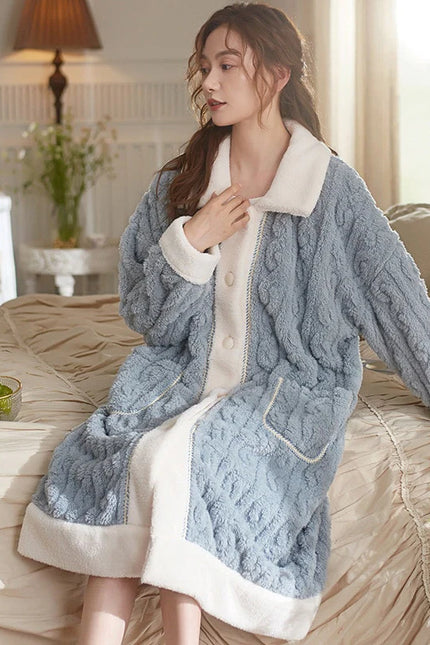 Robe De Chambre Femme Polaire Bleu