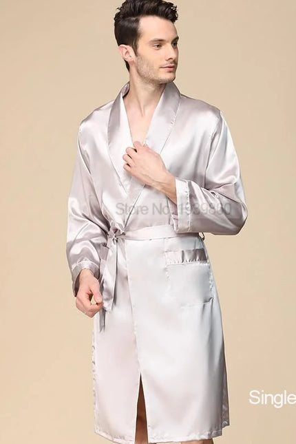 Robe de Chambre Homme Satin Blanc
