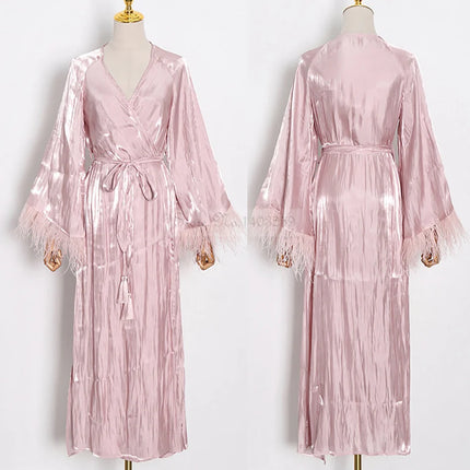 Robe de Chambre Longue Femme Rose Légère