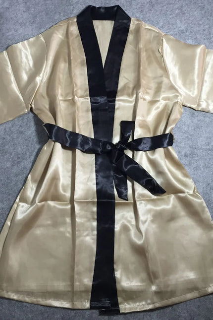 Robe de Chambre Courte Femme Dorée et Noire