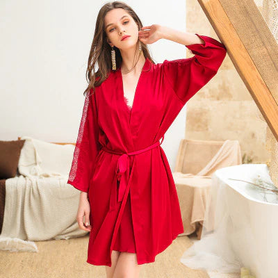 Kimono Femme Nuit Rouge-Peignoir Avenue