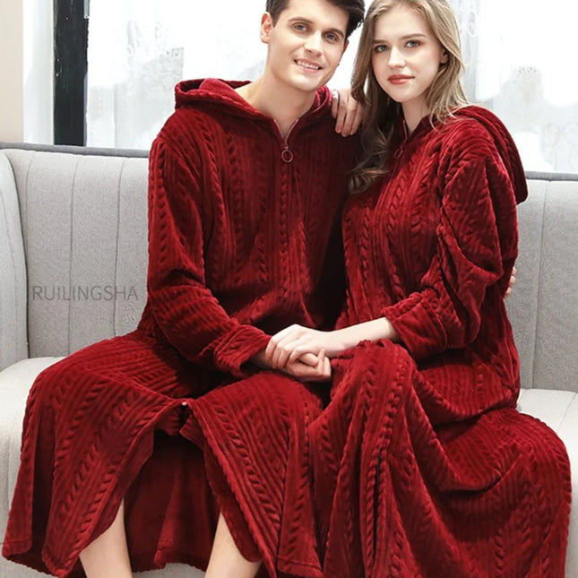 Miesten Punainen Fleece Kylpytakki