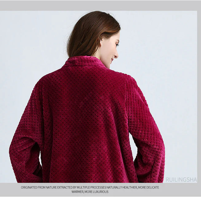 Miesten Punainen Fleece Kylpytakki