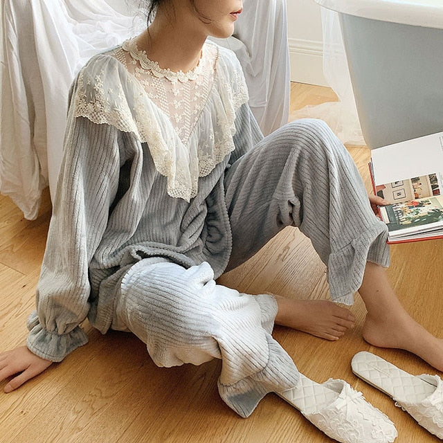 Pyjama Chaud Dentelle