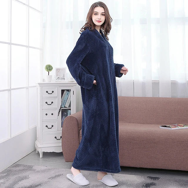 Robe de Chambre Bleu Marine Femme