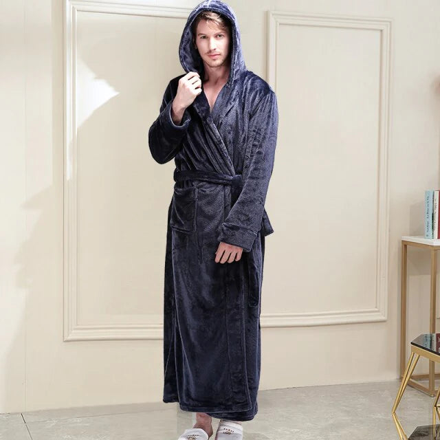 Peignoir Homme Capuche Bleu