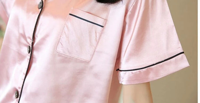 Vaaleanpunainen Satiini Lyhyt Pyjama