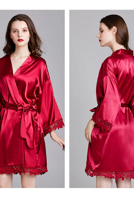Naisten Punainen Satiini Kimono