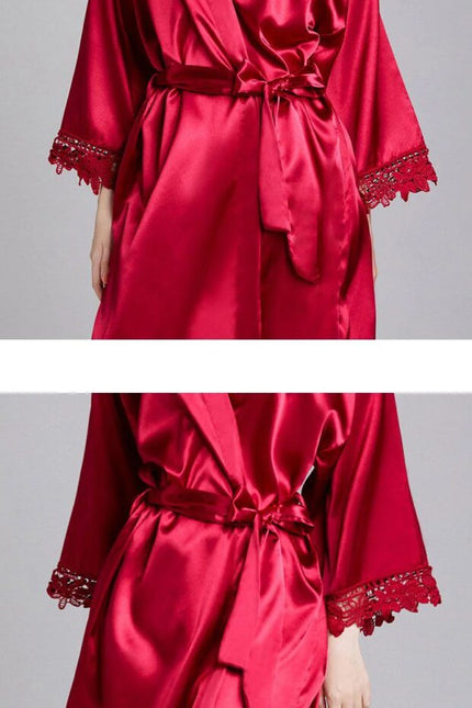 Naisten Punainen Satiini Kimono