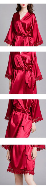 Naisten Punainen Satiini Kimono