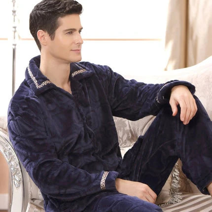 Miesten Flanelli Pehmoinen Pyjama