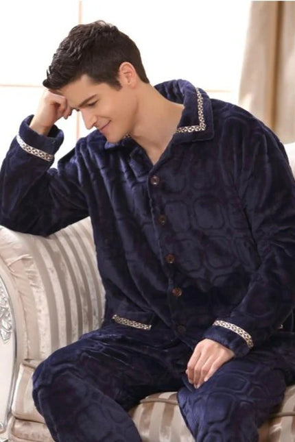 Miesten Flanelli Pehmoinen Pyjama