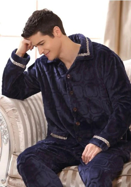 Miesten Flanelli Pehmoinen Pyjama