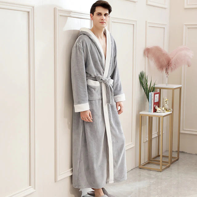 Peignoir Homme Gris Capuche