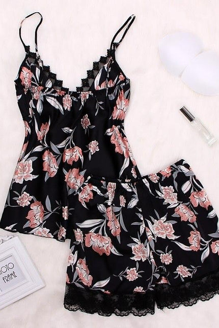 pyjama satin fleuri
