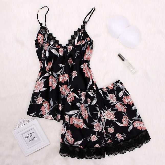 pyjama satin fleuri