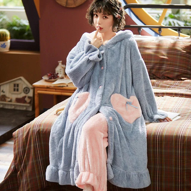 Robe de Chambre Chaude Boutonnée Femme