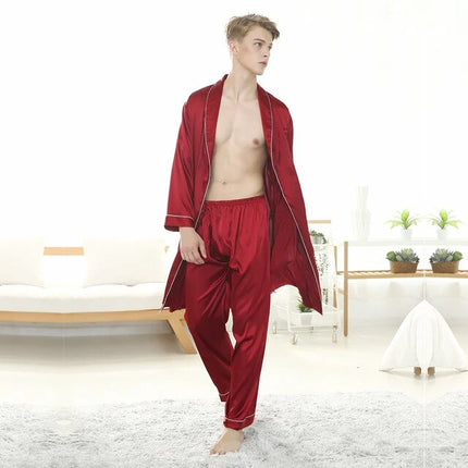 Peignoir Rouge En Satin Homme