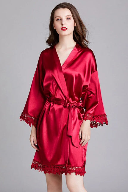 Kimono Satin Femme Rouge
