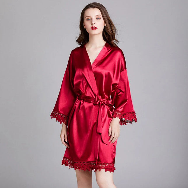 Kimono Satin Femme Rouge