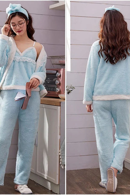 Sininen Pehmoinen Pyjama (Kokonainen Setti)