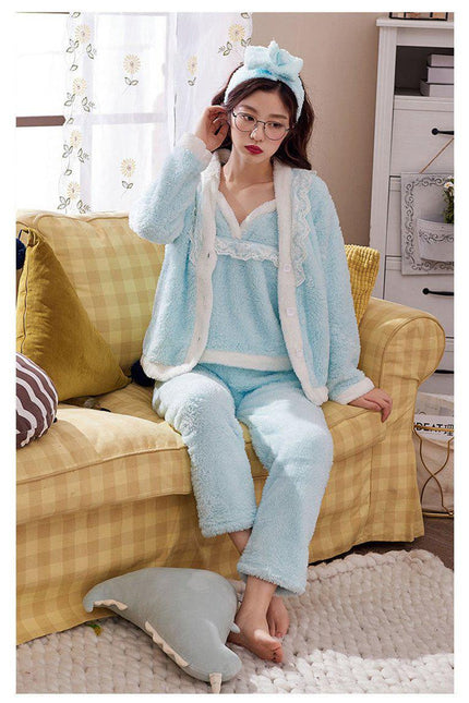 Sininen Pehmoinen Pyjama (Kokonainen Setti)