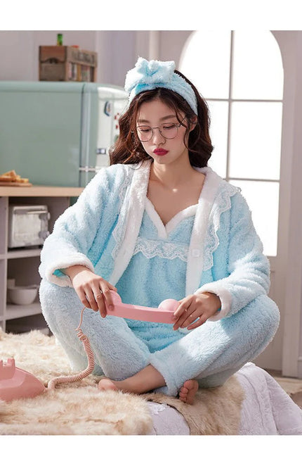 Sininen Pehmoinen Pyjama (Kokonainen Setti)