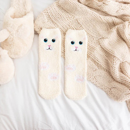 Chaussettes chat femme pilou chaud