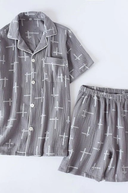 Pyjashort Homme Crêpe de Coton Gris