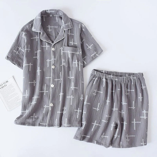 Pyjashort Homme Crêpe de Coton Gris