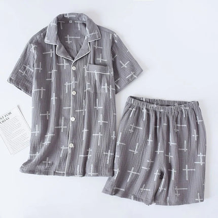 Pyjashort Homme Crêpe de Coton Gris