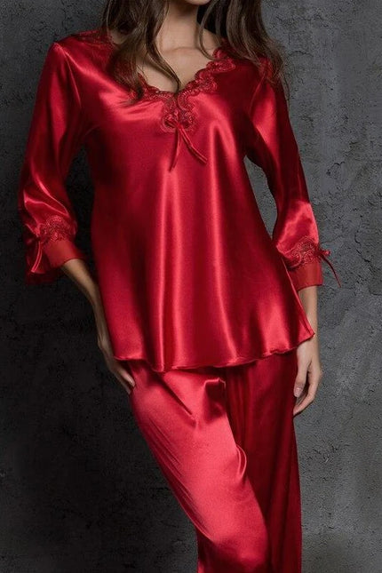 Punainen Satiini Pyjama